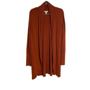 Leith XL Women’s Open Front Cardigan Rust Sweater Ribbed Long Sleeve Lagenlook
